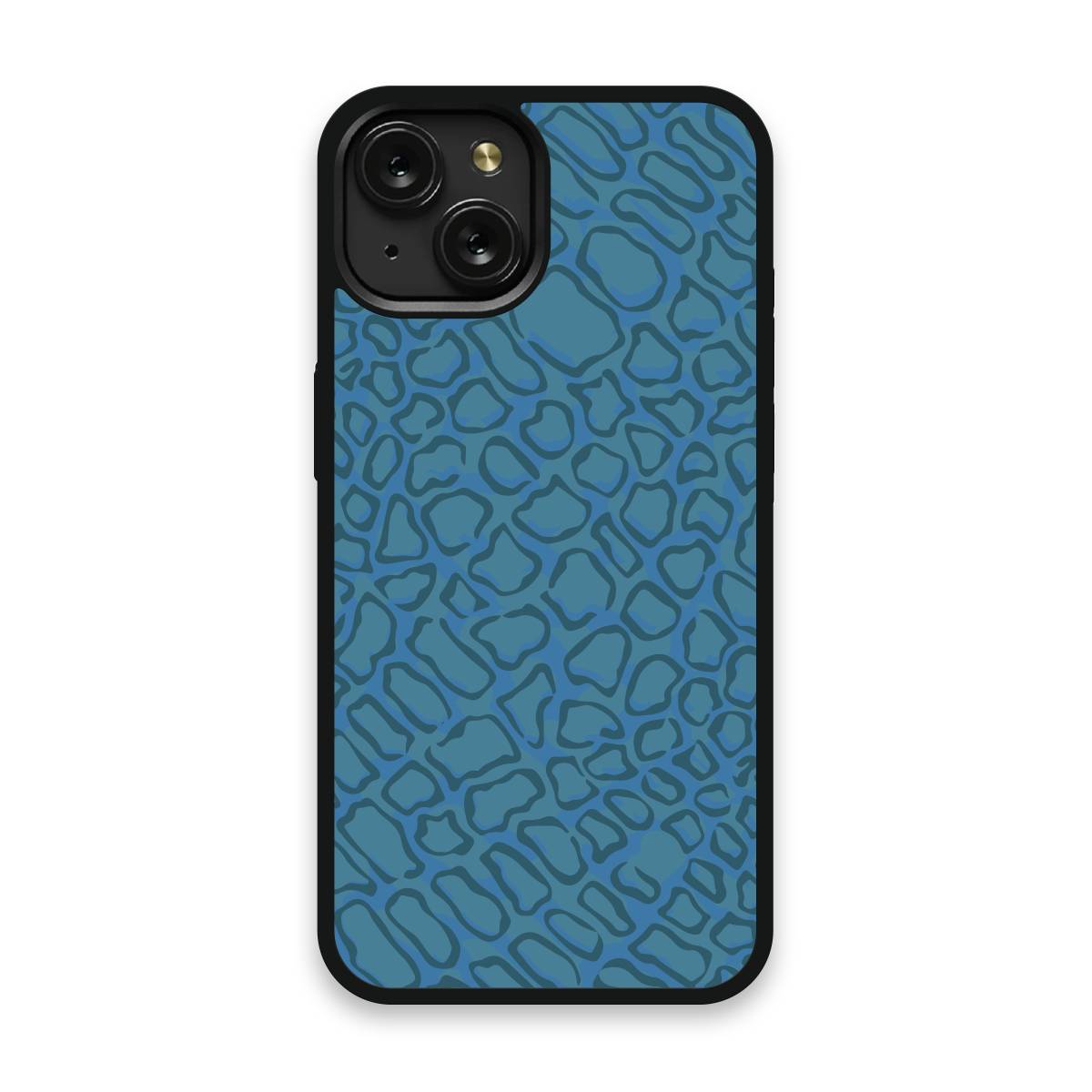 Shockproof TPU Cover for iPhone 15 Featuring Alien Print in Avatar Na'vi Blue Design from OUTERCASE - SLIMFEND Protective Comfort Grip