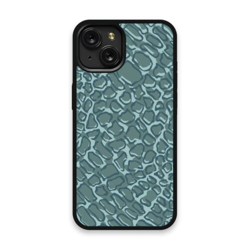 Shockproof TPU Cover for iPhone 15 Featuring Alien Print in Zora Blue Design from OUTERCASE - SLIMFEND Protective Comfort Grip