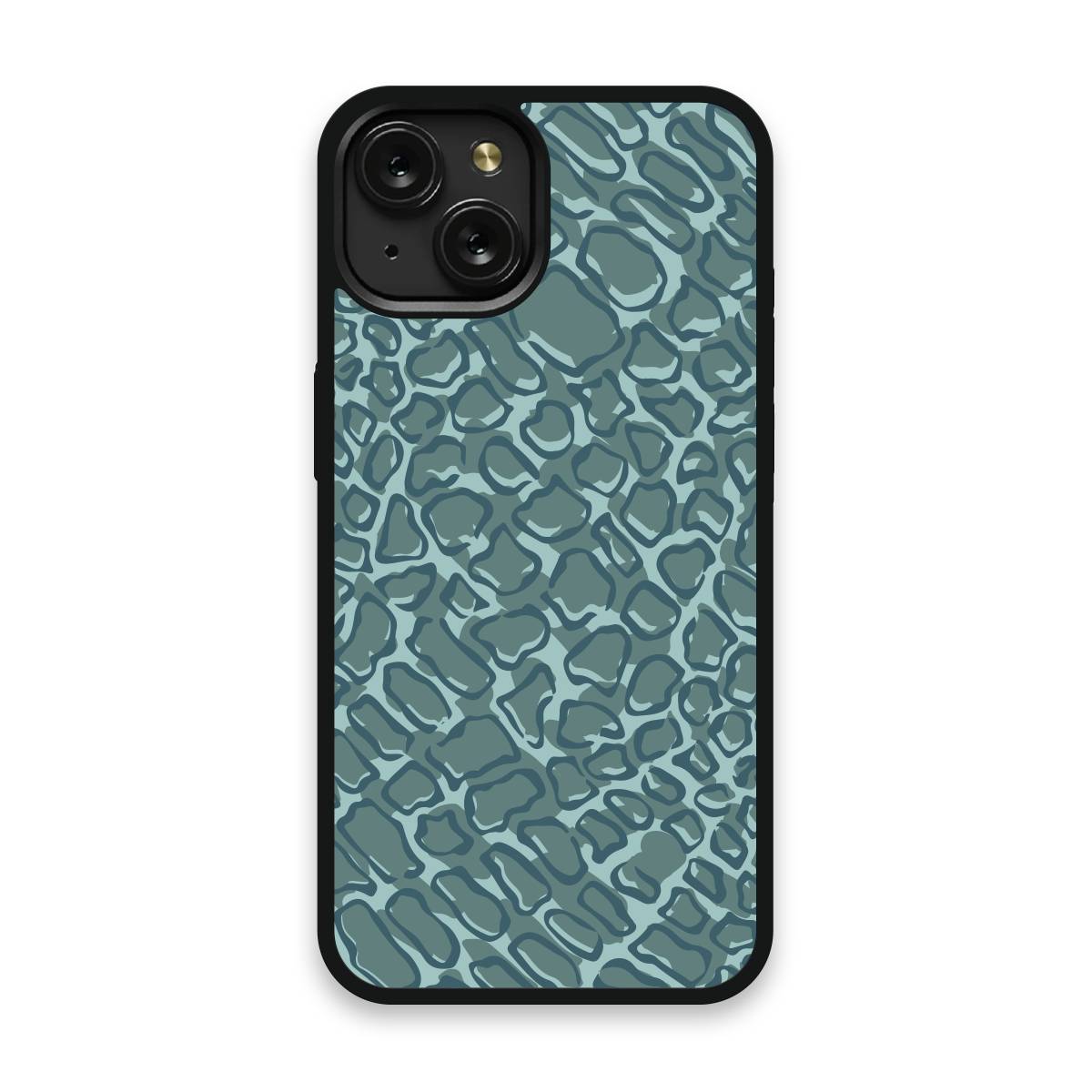 Shockproof TPU Cover for iPhone 15 Featuring Alien Print in Zora Blue Design from OUTERCASE - SLIMFEND Protective Comfort Grip