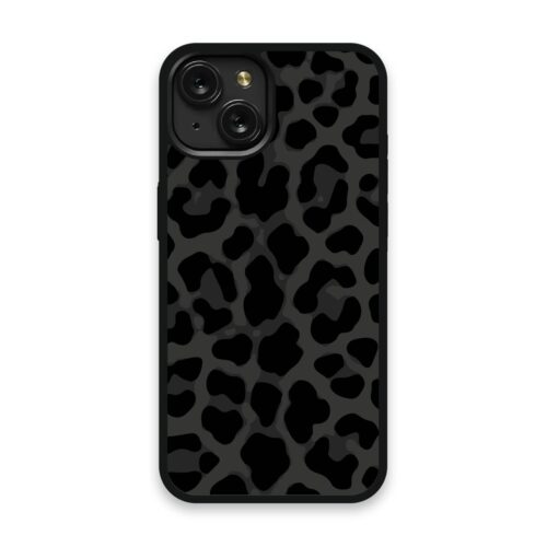 Shockproof TPU Cover for iPhone 15 Featuring Cheetah Print in Panther Black Design from OUTERCASE - SLIMFEND Protective Comfort Grip