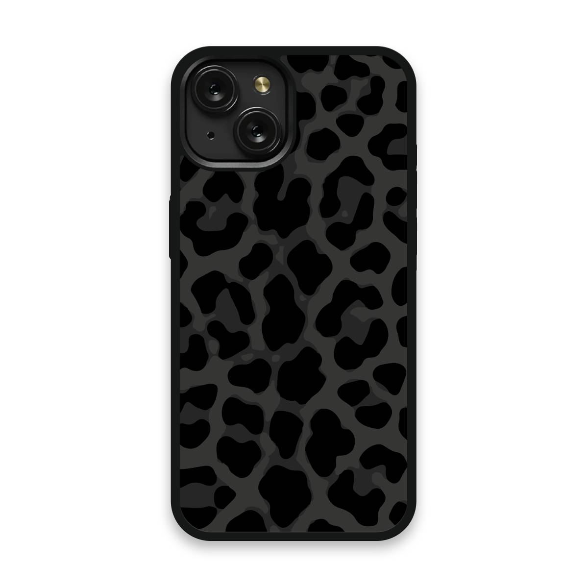 Shockproof TPU Cover for iPhone 15 Featuring Cheetah Print in Panther Black Design from OUTERCASE - SLIMFEND Protective Comfort Grip