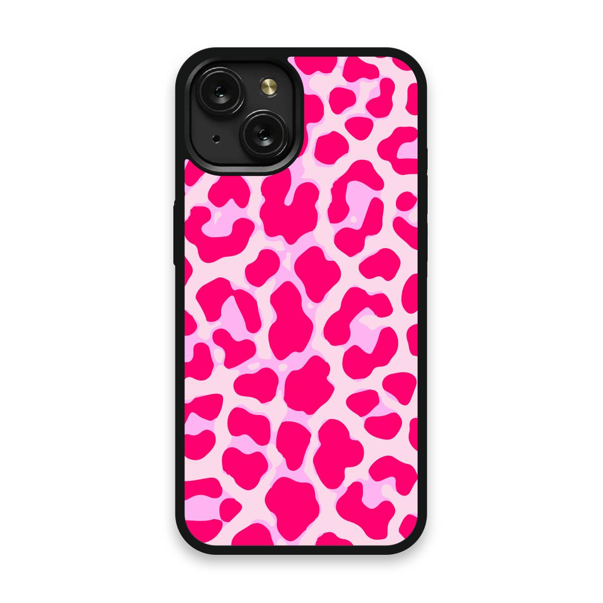 Shockproof TPU Cover for iPhone 15 Featuring Cheetah Print in Blazing Pink Design from OUTERCASE - SLIMFEND Protective Comfort Grip