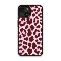 Shockproof TPU Cover for iPhone 15 Featuring Cheetah Print in Chocolate Pink Design from OUTERCASE - SLIMFEND Protective Comfort Grip