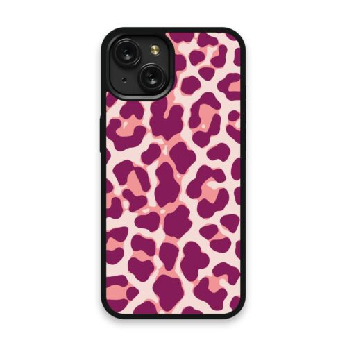 Shockproof TPU Cover for iPhone 15 Featuring Cheetah Print in Cranberry Crush Design from OUTERCASE - SLIMFEND Protective Comfort Grip