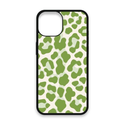 Shockproof TPU Cover for iPhone 15 Featuring Cheetah Print in Green Design from OUTERCASE - SLIMFEND Protective Comfort Grip