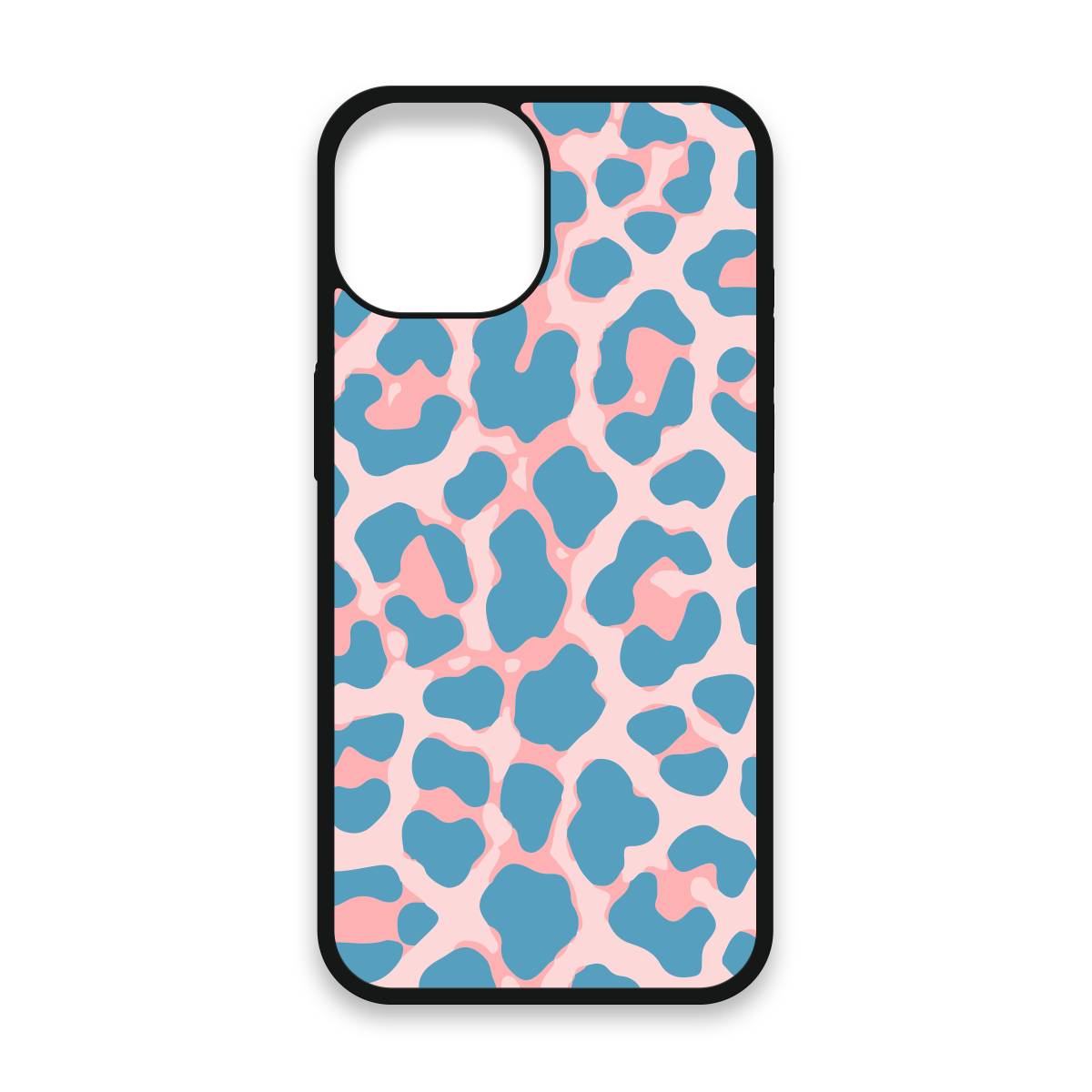 Shockproof TPU Cover for iPhone 15 Featuring Cheetah Print in Blue Design from OUTERCASE - SLIMFEND Protective Comfort Grip