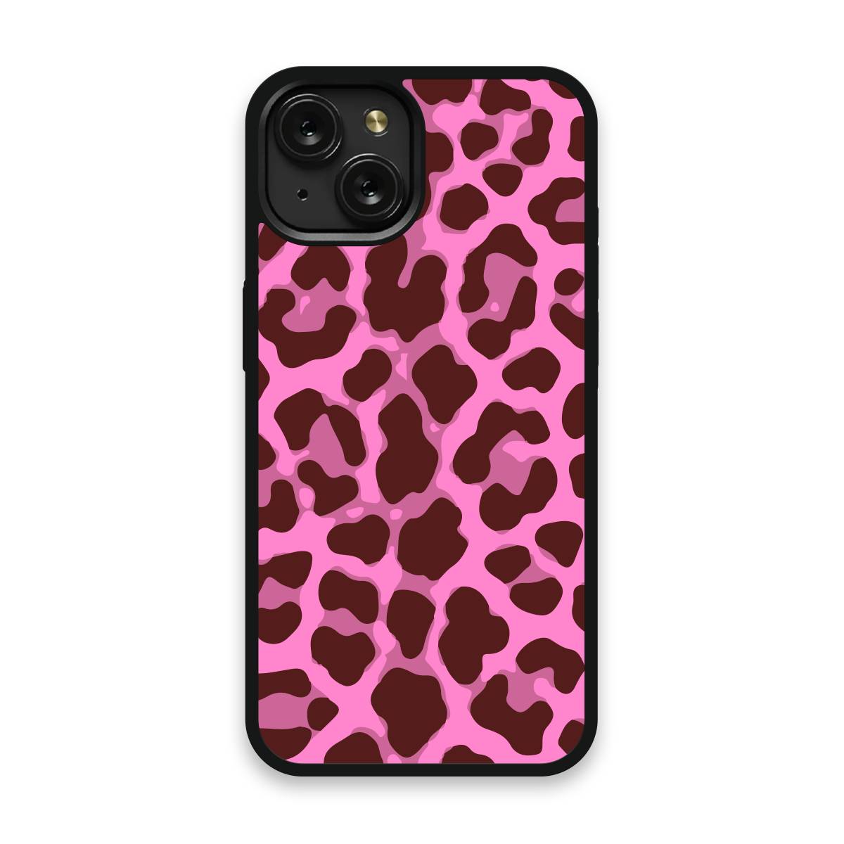 Shockproof TPU Cover for iPhone 15 Featuring Cheetah Print in Wild Pink Design from OUTERCASE - SLIMFEND Protective Comfort Grip