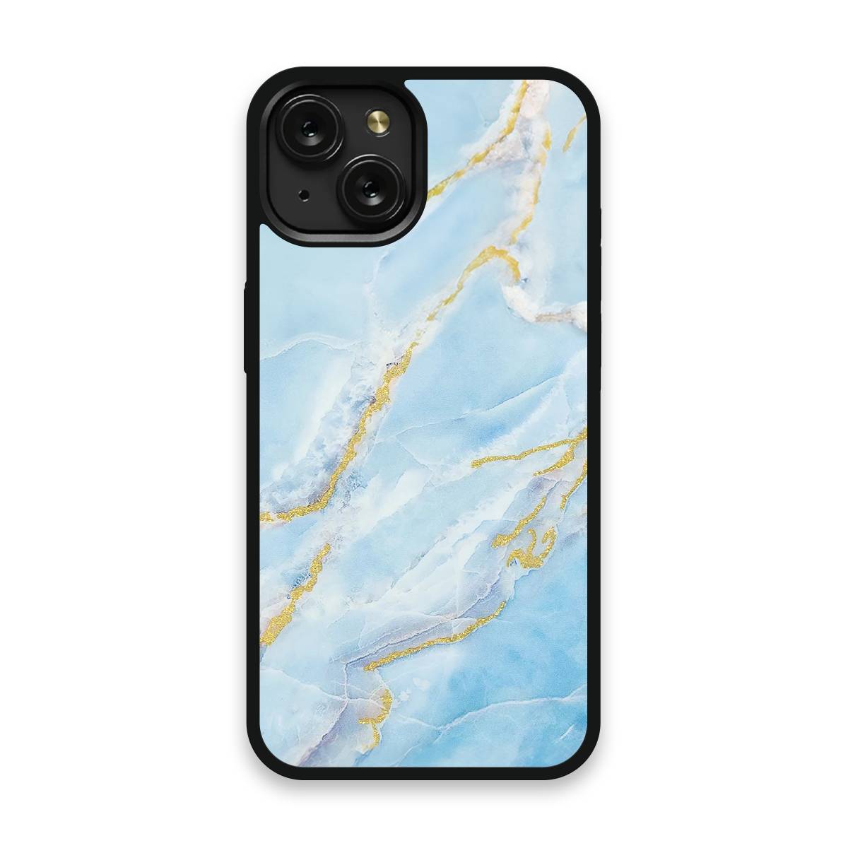 Shockproof TPU Cover for iPhone 15 Featuring Icelandic Blue Marble Design from OUTERCASE - SLIMFEND Protective Comfort Grip