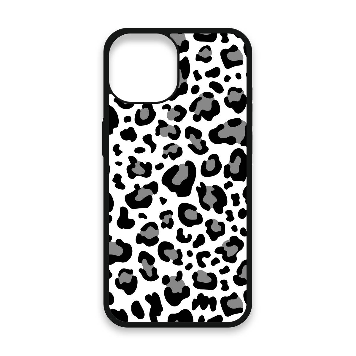 Shockproof TPU Cover for iPhone 15 Featuring Leopard Print in Black and White Design from OUTERCASE - SLIMFEND Protective Comfort Grip