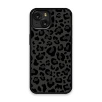 Shockproof TPU Cover for iPhone 15 Featuring Leopard Print in Panther Black Design from OUTERCASE - SLIMFEND Protective Comfort Grip