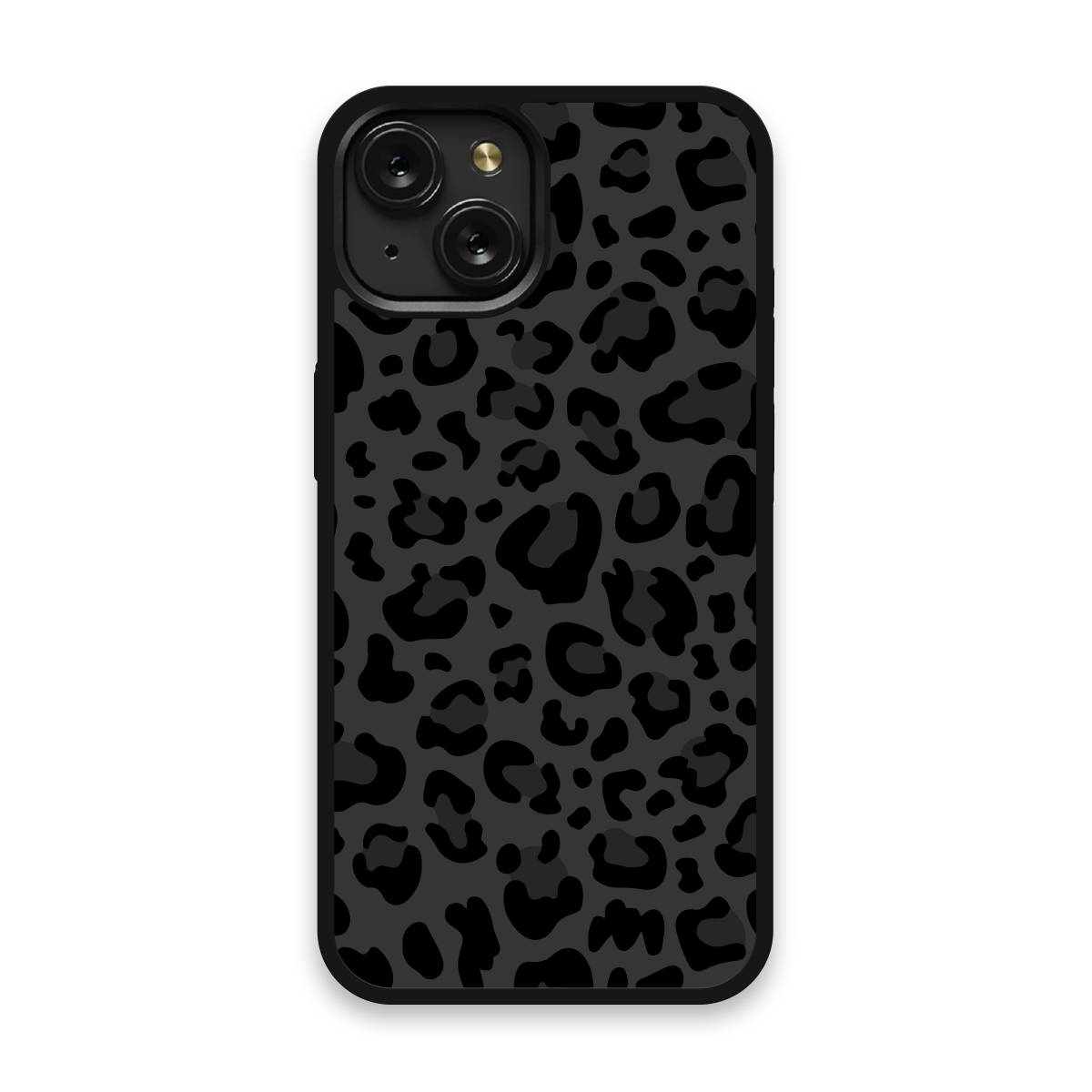 Shockproof TPU Cover for iPhone 15 Featuring Leopard Print in Panther Black Design from OUTERCASE - SLIMFEND Protective Comfort Grip