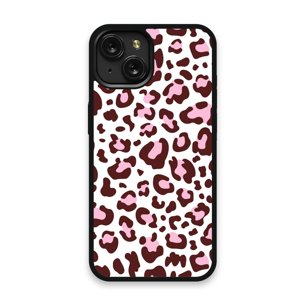 Shockproof TPU Cover for iPhone 15 Featuring Leopard Print in Chocolate Pink Design from OUTERCASE - SLIMFEND Protective Comfort Grip
