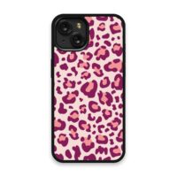 Shockproof TPU Cover for iPhone 15 Featuring Leopard Print in Cranberry Crush Design from OUTERCASE - SLIMFEND Protective Comfort Grip