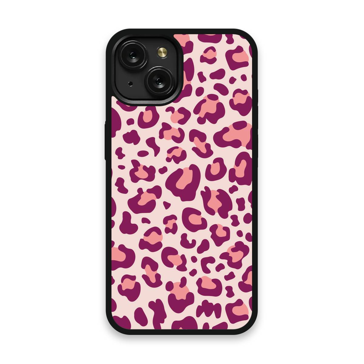 Shockproof TPU Cover for iPhone 15 Featuring Leopard Print in Cranberry Crush Design from OUTERCASE - SLIMFEND Protective Comfort Grip