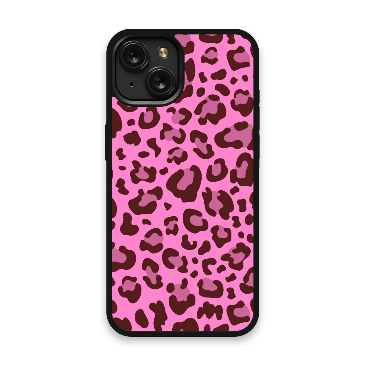 Shockproof TPU Cover for iPhone 15 Featuring Leopard Print in Wild Pink Design from OUTERCASE - SLIMFEND Protective Comfort Grip