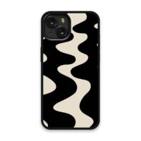 Shockproof TPU Cover for iPhone 15 Featuring Retro Liquid Wiggle Abstract Pattern in Black and Cream Design from OUTERCASE - SLIMFEND Protective Comfort Grip 1 Shockproof TPU Cover for iPhone 15 Featuring Retro Liquid Wiggle Abstract Pattern in Black and Cream Design from OUTERCASE - SLIMFEND Protective Comfort Grip