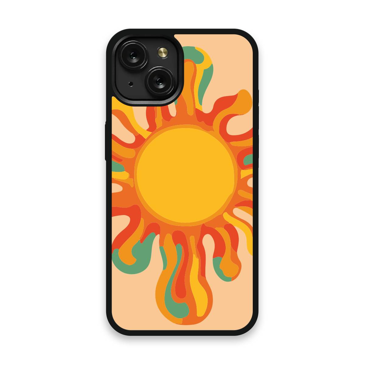 Shockproof TPU Cover for iPhone 15 Featuring Retro Sunshine 60s Design from OUTERCASE - SLIMFEND Protective Comfort Grip