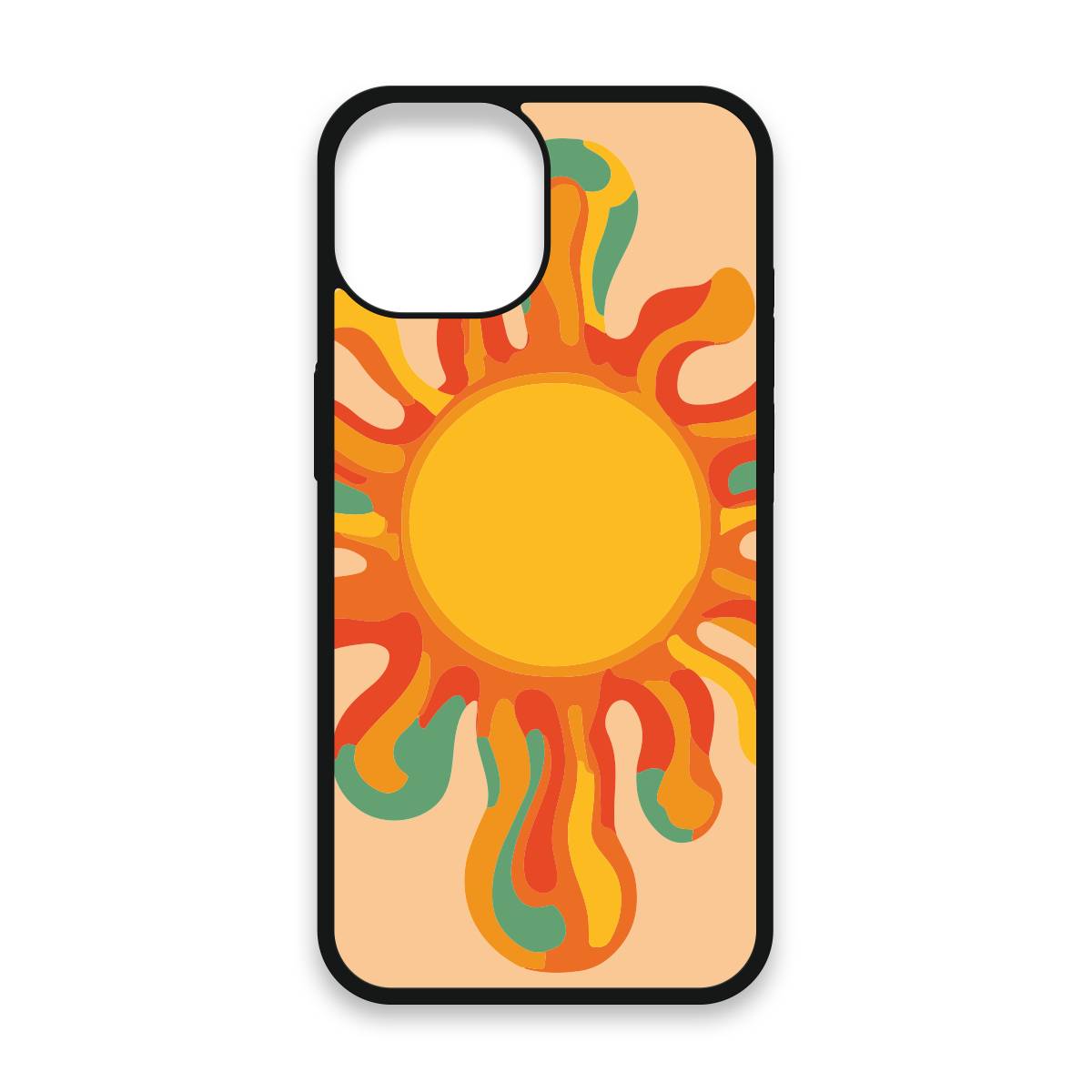 Shockproof TPU Cover for iPhone 15 Featuring Retro Sunshine 60s Design from OUTERCASE - SLIMFEND Protective Comfort Grip