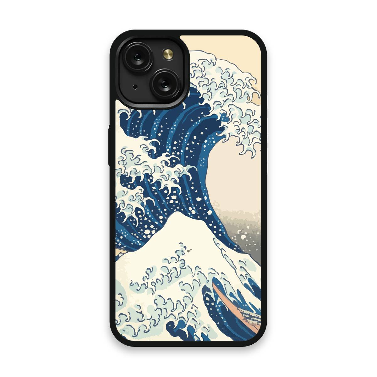 Shockproof TPU Cover for iPhone 15 Featuring The Great Wave Design from OUTERCASE - SLIMFEND Protective Comfort Grip